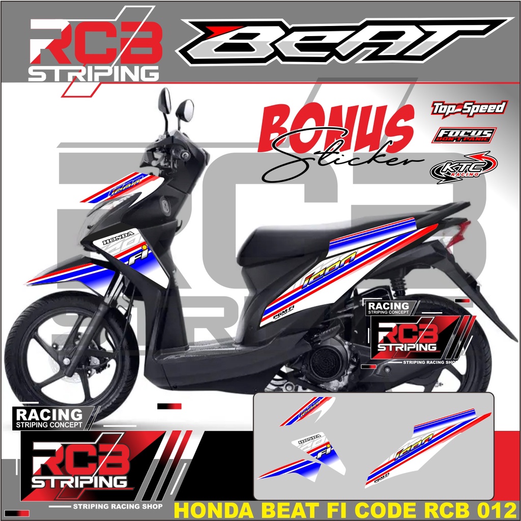 Striping Honda Beat Fi 2013 - 2016 Striping Variasi List Beat Fi Stiker Motor Semi Full Body RCB 012
