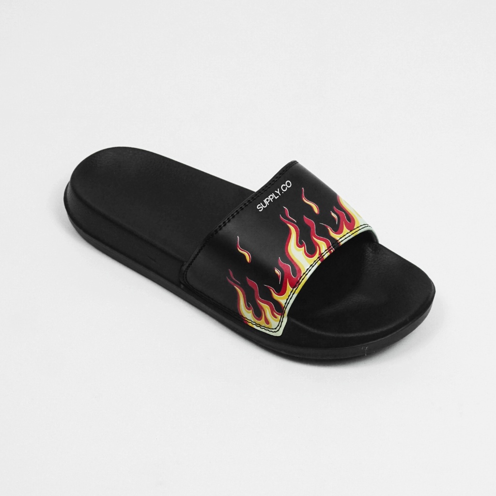 [SDL00027-28] Black Flame Sandal Slop Slide Pria wanita Original Supply.Co