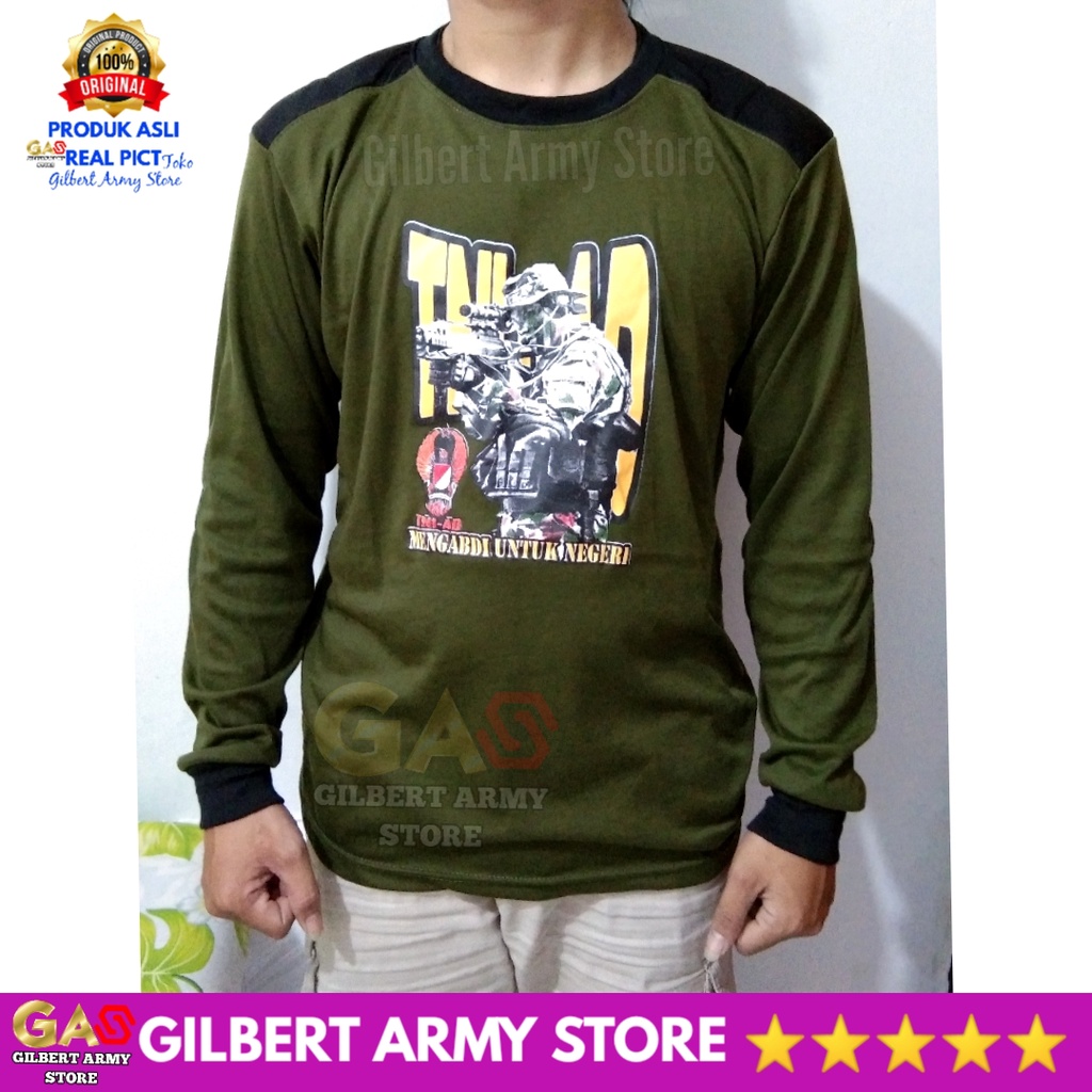 Kaos Hijau  POlos Tni Lengan Panjang Dekker Gambar Gilbert Army Store Terbaru