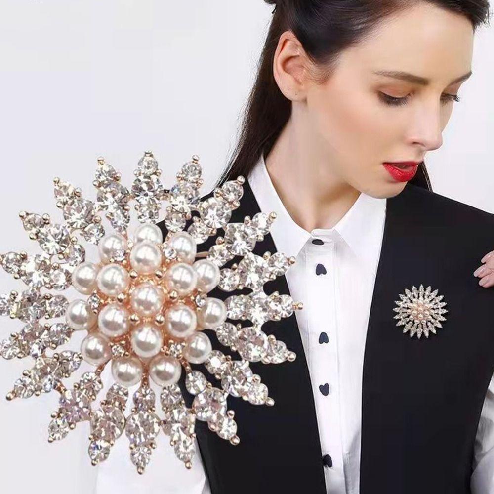 Agustina Wanita Bros Anak Laki-Laki Unik Mutiara Snowflake Usia Pertengahan Paduan Vintage Aksesoris Pakaian