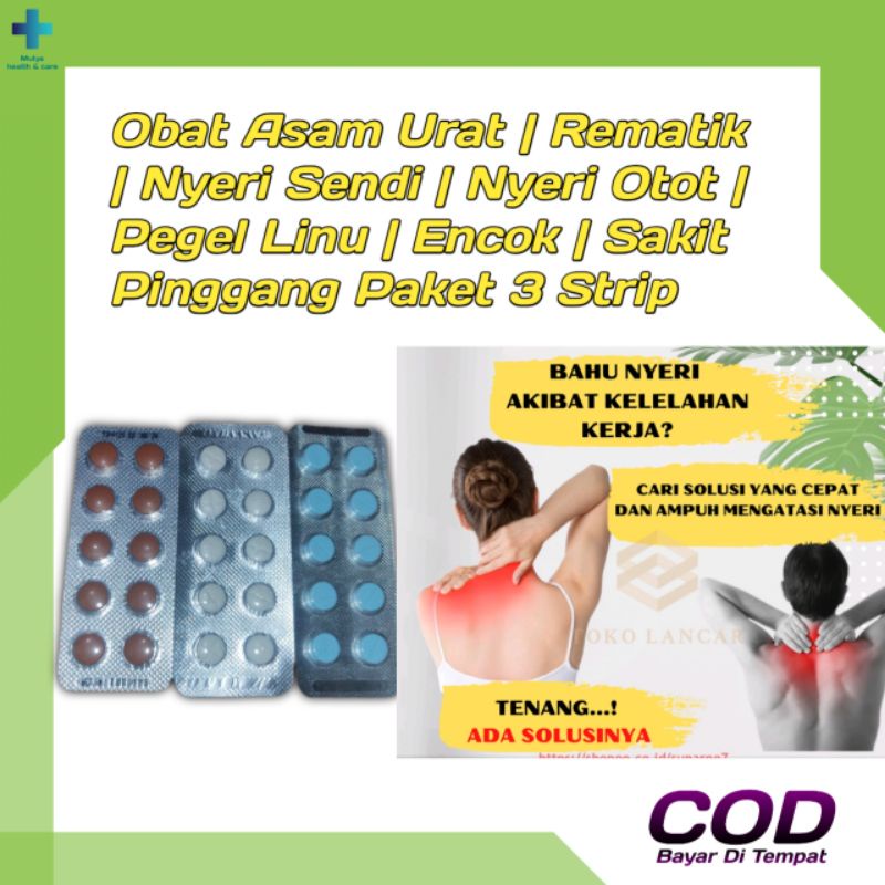 Obat Asam Urat Pegel Linu Rematik Kesemutan 1 Paket 3 Strip