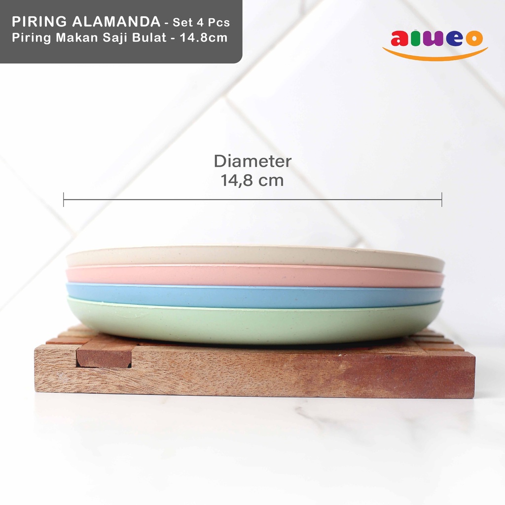 AIUEO 15cm Piring Makan Saji Bulat WheatStraw Jerami Gandum Aesthetic Estetik Plastik