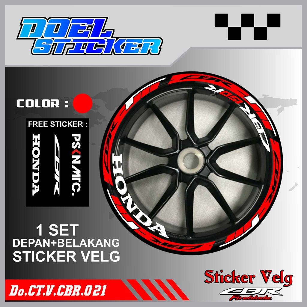 Stiker Cutting Velg CBR 150 Racing Lis List Variasi Custom Set Depan Belakang Doel 021