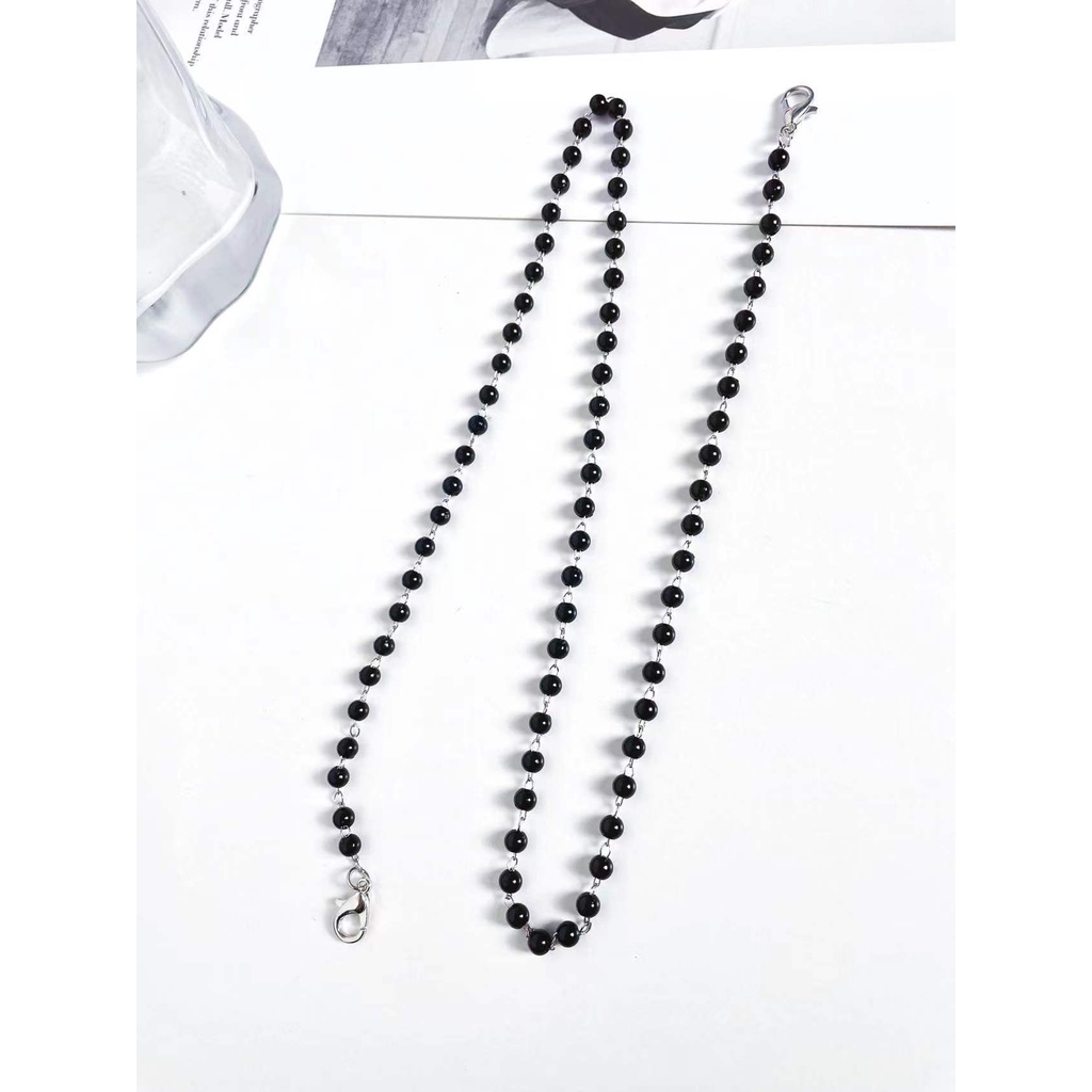 Kalung Rantai Kacamata Model Gantung Leher anti Melempar Aksen Mutiara Gaya Korea retro