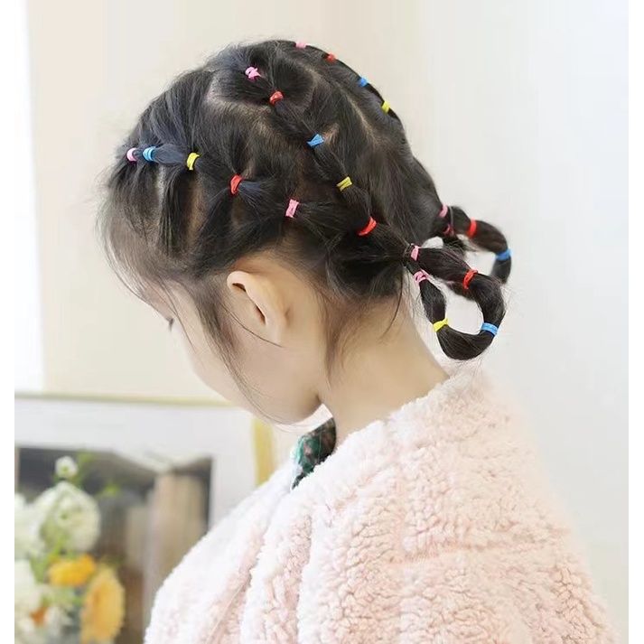 FREE POUCH - 2000PCS Ikat Rambut Karet Jepang Anak / Ikat Rambut Elastis Murah