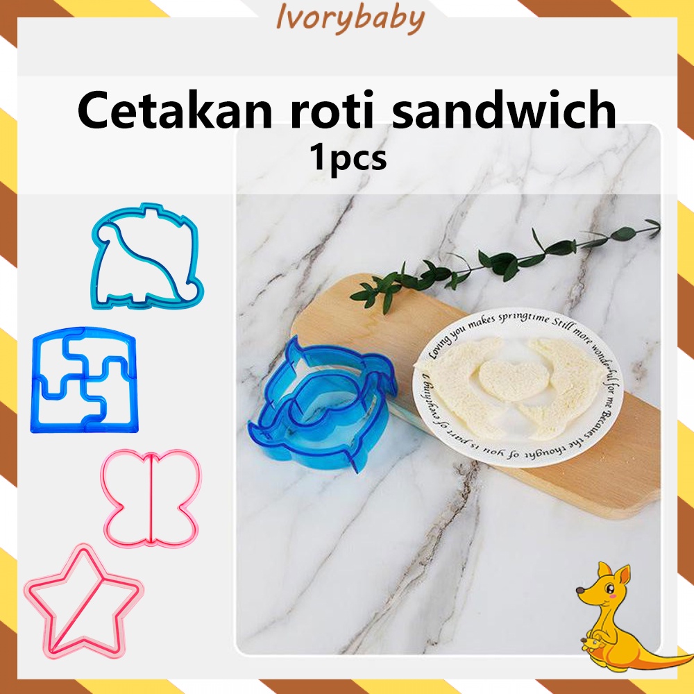 Ivorybaby Cetakan pemotong roti tawar kartun Sandwich cutter Cetakan pemotong roti bentuk ikan