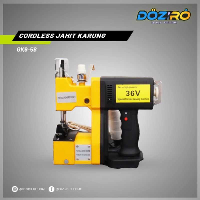 Mesin jahit karung semen goni baterai Cordless 36 V