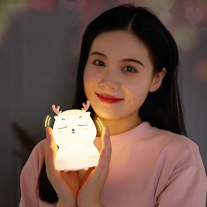 BONEKA LAMPU TIDUR CUTE BABY DEER SOFT HEAD TOUCH DIMMER new deer 2