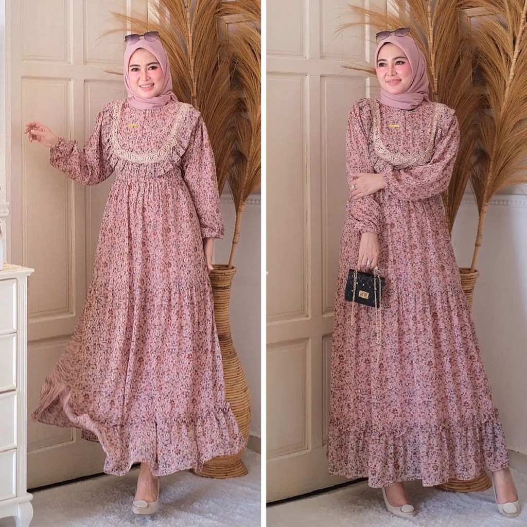 Baju Gamis Wanita Terbaru 2022 Sakura Dress Ceruty Babydoll Gaun Pesta Muslimah Baju Kondangan Wanita Kekinian Aplikasi Renda