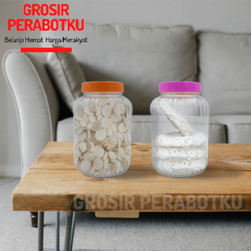 Toples Kaca Tebal Bening Tutup Plastik TP2 TP3 TP5 Glass Jar Tempat Penyimpan Makanan