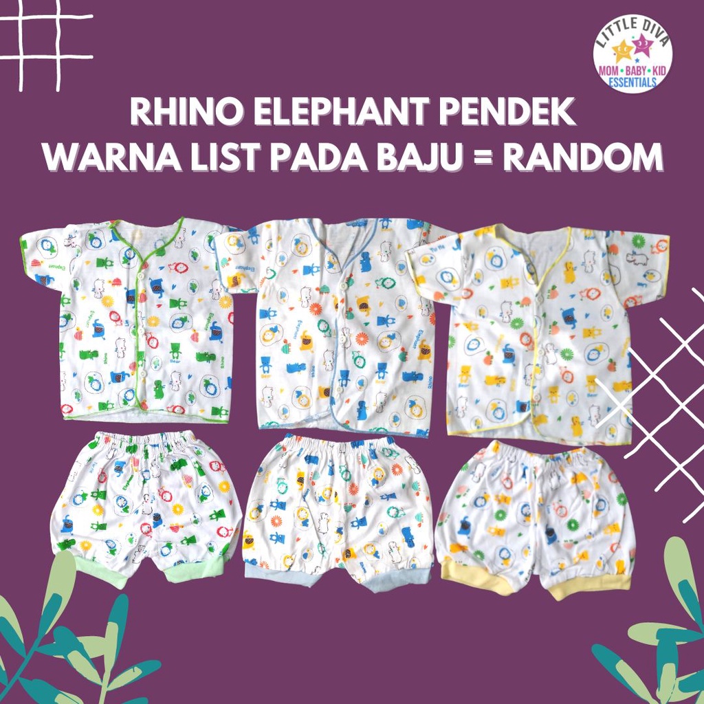 SETELAN Baju Bayi Lengan Panjang atau Pendek Kancing Tengah motif