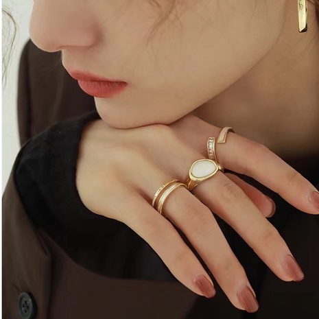 Cincin Jessenia Ring Adjustable Cincin Fashion  Baru Bentuk Geometri Bahan Alloy Hias Berlian Imitasi Untuk korea