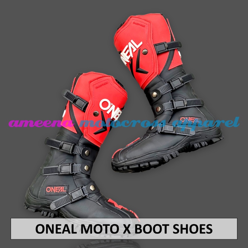 Sepatu MX Boots - Sepatu Trail - Sepatu Motocross - Sepatu Enduro - Sepatu Adventure - Red Black