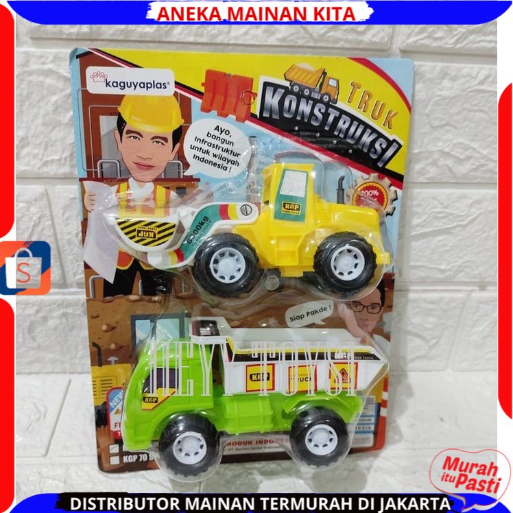 Mainan Anak KGP 70 Truk Konstruksi Isi 2 Pcs Truk Beko Serok Bak Dump Alat Berat Bangunan