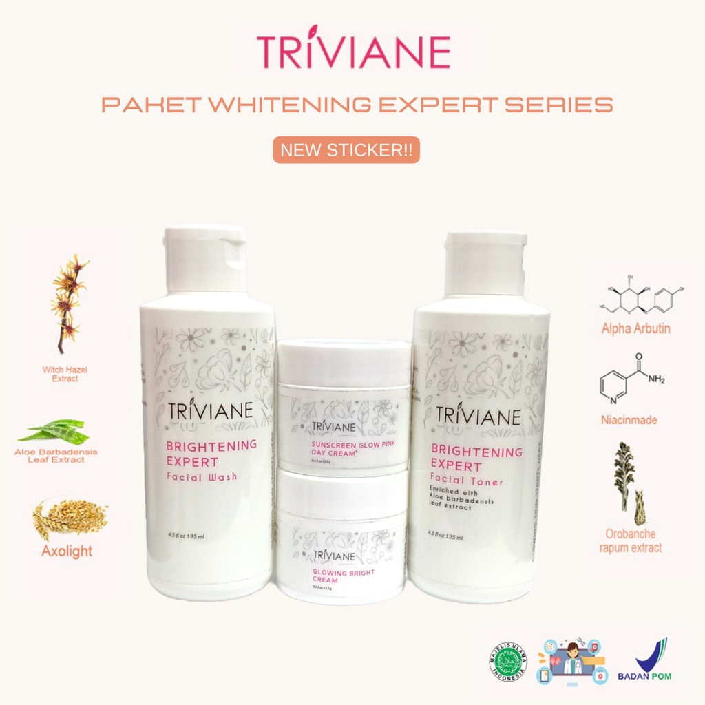 [BPOM] Paket Triviane Whitening Expert / Paket Pencerah Wajah isi 4 by Triviane Natural Skin Clinic