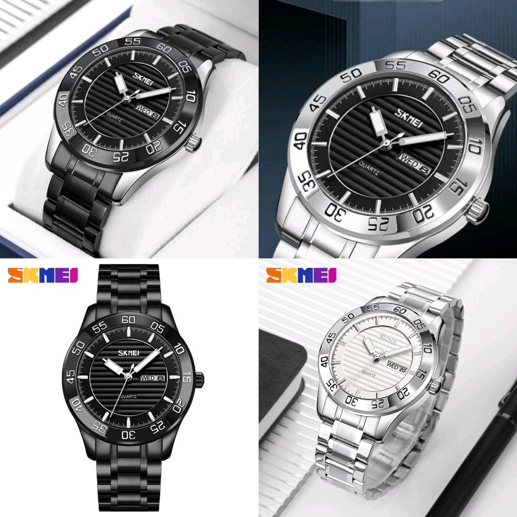 PENGIRIMAN INSTANT -- Jam tangan pria skmei 9293 original rantai stainless stell original