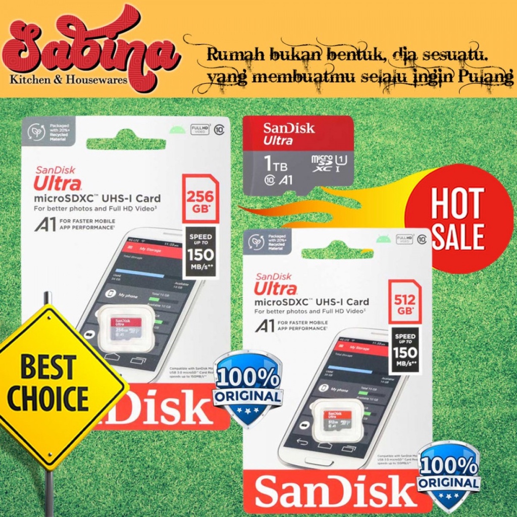 Kartu Memori HP Kamera MicroSDXC Card UHS-I Class 10 A1 150MB/s