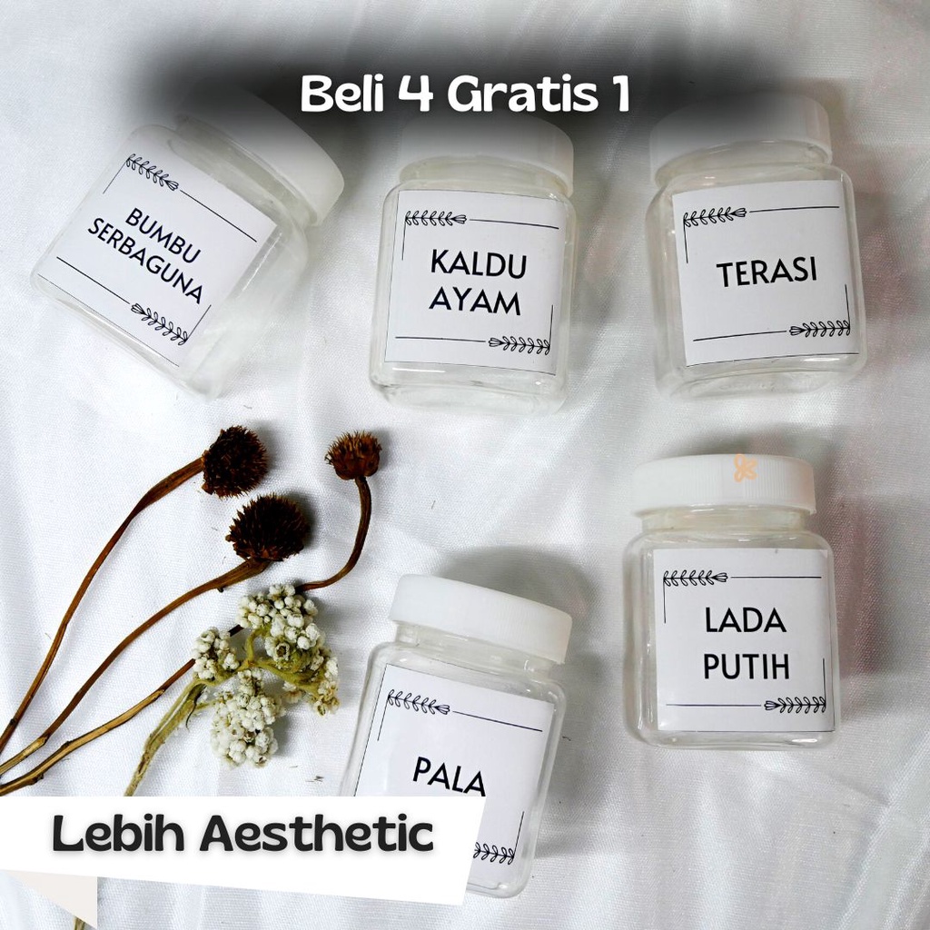 Gratis Free Sendok Toples Tempat Bumbu Dapur Aesthetic Set Lengkap Sticker Label Bumbu Label Waterpr