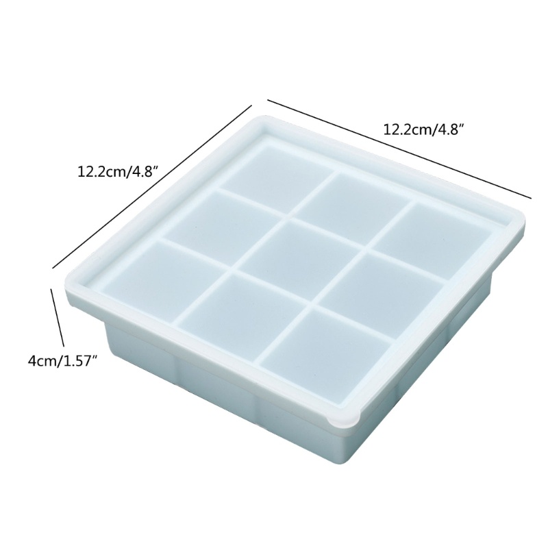 Mary 1pak Ice Cube Tray Silicone Nampan Es Dengan Tutup Grade Cetakan Es Batu Cetakan 9-Grid Mudah Dilepaskan Cetakan Es Batu