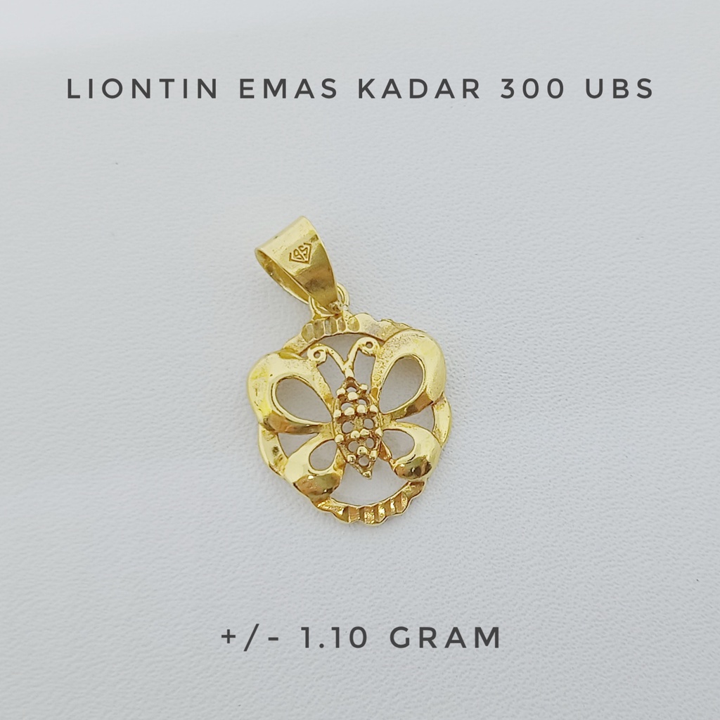 Liontin Kupu-Kupu UBS Emas Kadar 300 Estimasi Berat 1.10 gram