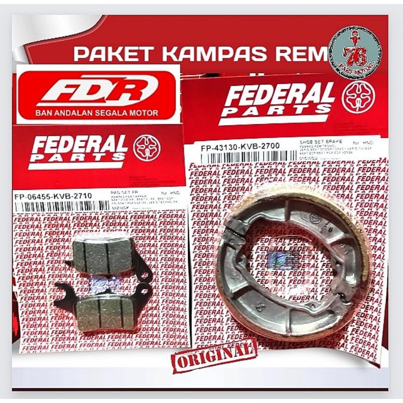 PAKET KAMPAS REM MATIC federal HONDA ASLI DEPAN + BELAKANG FOR All beat vario