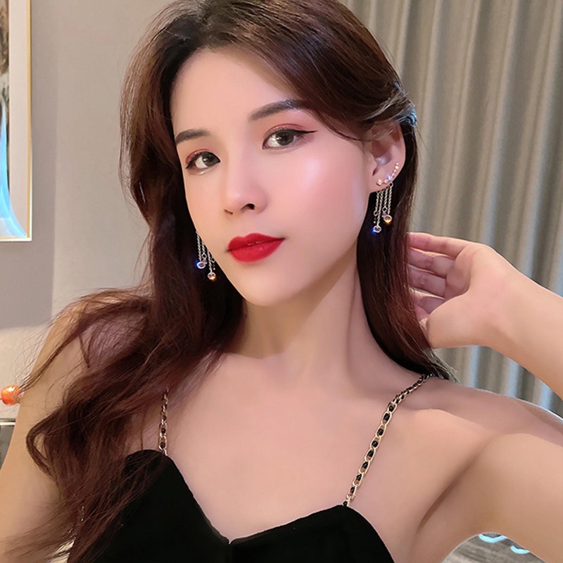 Fancyqube Anting Juntai 925 Sterling Silver Model Bintang Rumbai Untuk Wanita