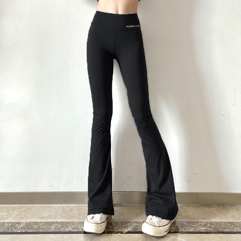 Red Rapcopter American-style basic slim-fit trousers women s elastic high-waist letter all-match thin sports casual pants