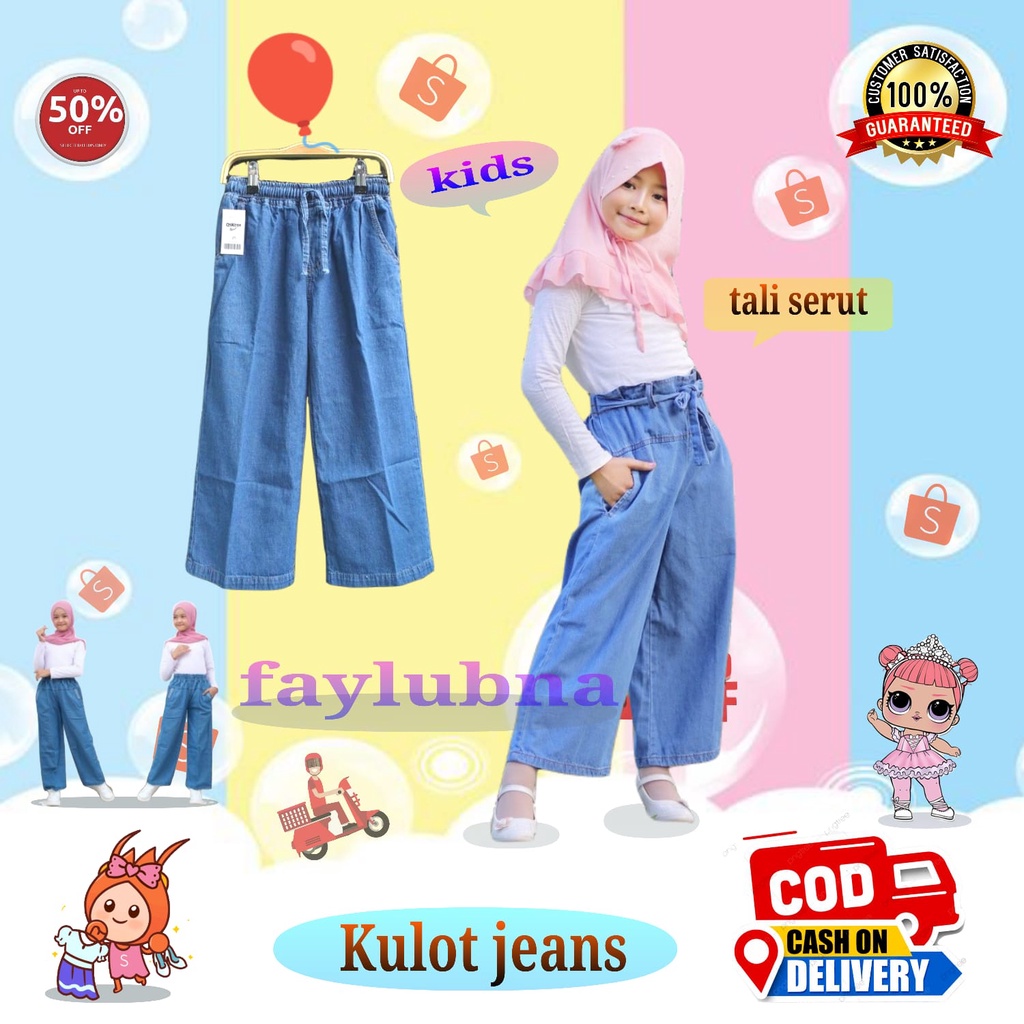 CELANA KULOT JEANS ANAK 4-13 TAHUN / KULOT JEANS ANAK REMAJA / JEANS KULOT TANGGUNG / KULOT ANAK TANGGUNG / CELANA PANJANG ANAK PEREMPUAN