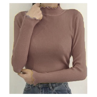 SWEATER DAISY TURTLENECK//ATASAN RAJUT WANITA KERAH TINGGI MOTIP KRIWIL//ALL SIZE M FIT TO XL