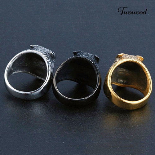 1pc Cincin Knuckle Bentuk Kepala Serigala Gaya Vintage Punk Untuk Pria