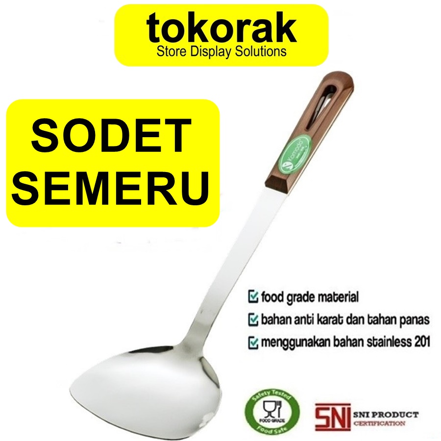 SPATULA STAINLESS STEEL KOMODO – SODET GAGANG MOTIF KAYU SEMERU