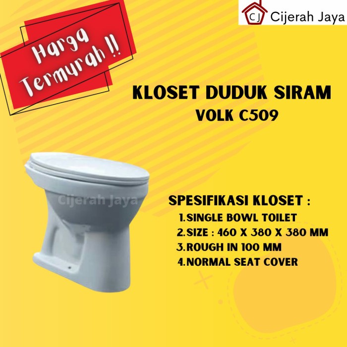 Kloset Kloset Duduk Siram Volk C509 / Closet Duduk Siram Putih