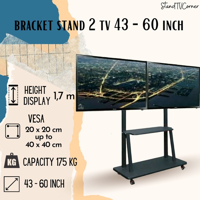 Bracket/Breket/Braket tv stand Dual Screen 43 49 50 55 58 60 Inch