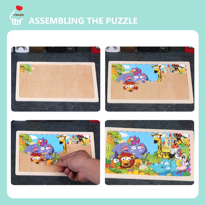 24 Pcs Wooden Jigsaw Puzzle | Puzzle Kayu 24 Keping | Puzzel 24pcs Hewan Binatang Kartun Lucu | Mainan Edukatif Edukasi Anak Balita Murah