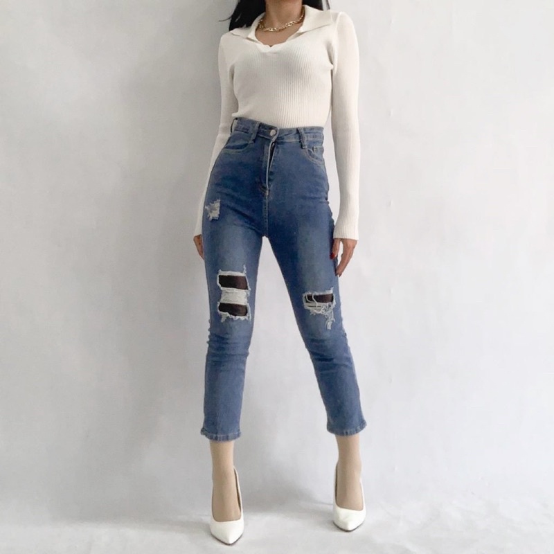 [LUXE.DLABEL]-E56 Jeans |Celana Jeans Highwaist Wanita Import Celana Panjang Jeans Highwaist Wanita Boyfriend Jeans Baggy Jeans Straight Jeans Wanita Murah Import Premium Korea