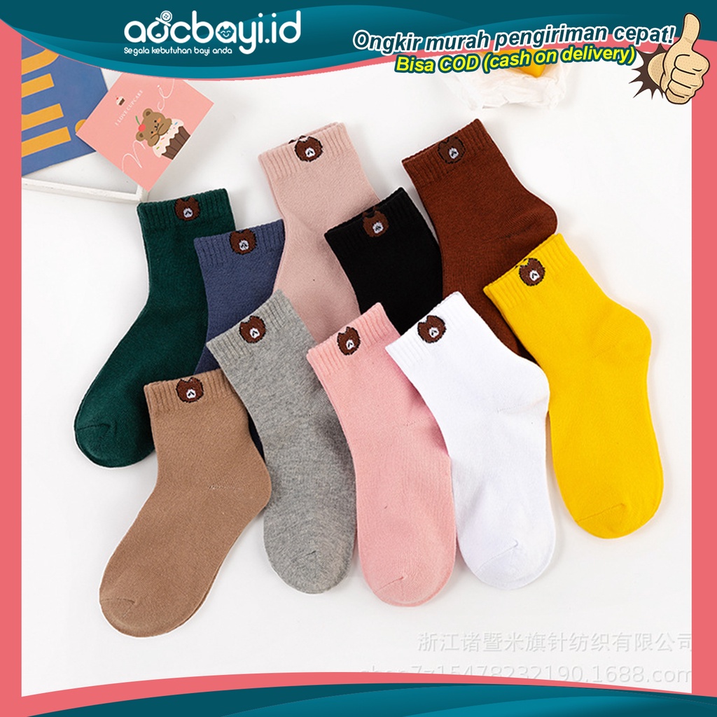 ☀ACCBAYI☀ KK16 Kaos Kaki Motif Bear Kaoskaki Panjang Fashion Pria Wanita Import