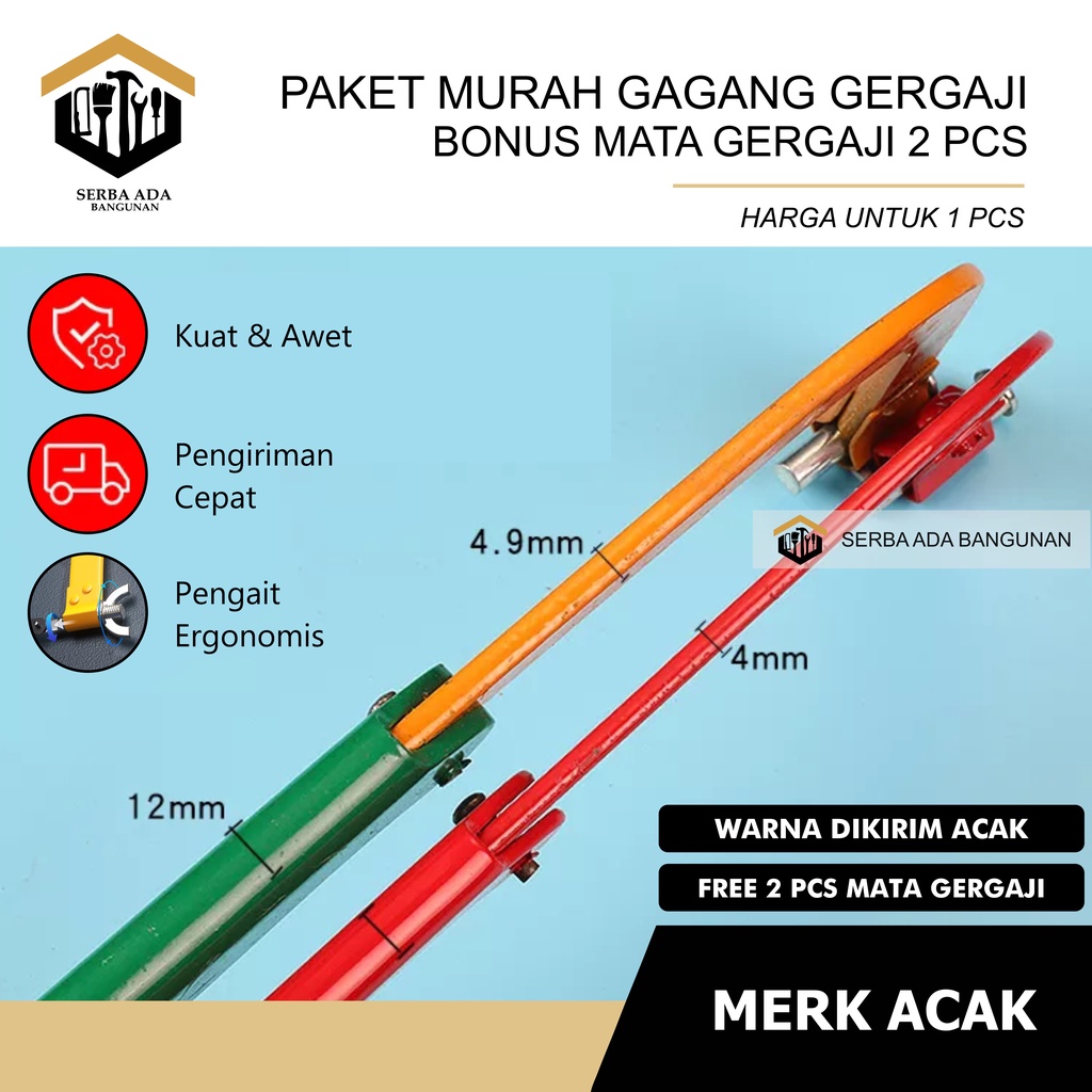 GAGANG GERGAJI BESI / HACKSAW FRAME BONUS 2 MATA /POTONG GAGANG KARET