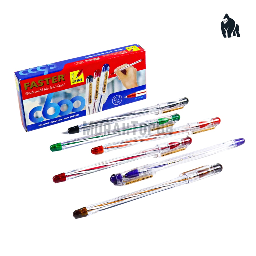 

Pulpen Pen Faster C600 / Ballpoint Bolpen Hitam Biru Merah [1 BOX isi 12 PC]