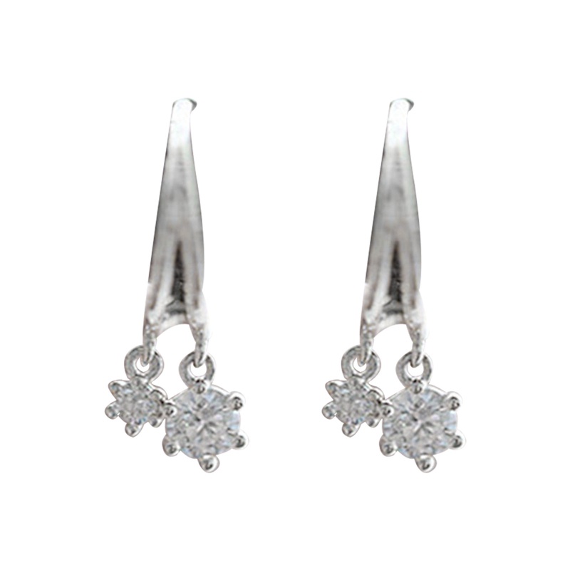 Fancyqube Anting Bentuk Bulat Bahan Cubic Zirconia Warna Silver / Gold Untuk Wanita Charms