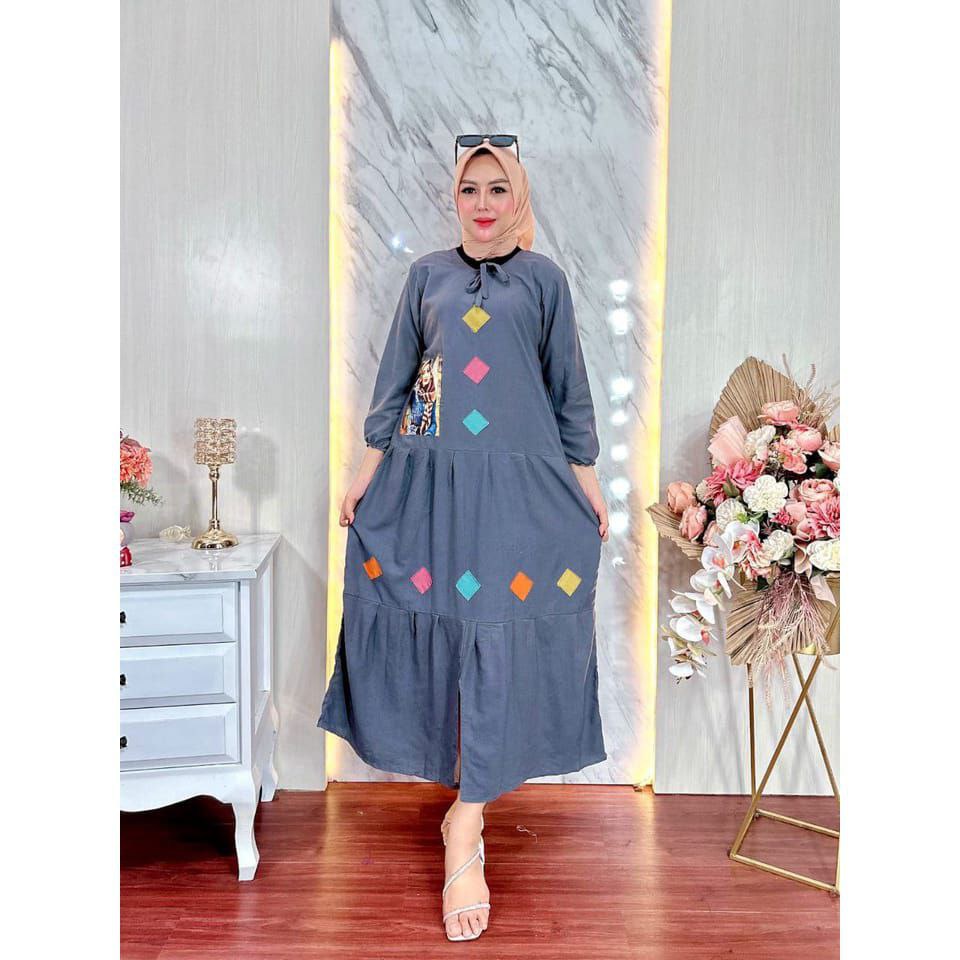 Gamis Longdres Anita Emblem terbaru 2022 //Viral kekinian//Gamis Busui blink Rayon Premium//pakaian wanita kekinian