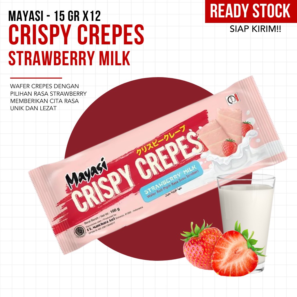 MAYASI - Crispy Crepes Choco Banana &amp; Strawberry Milk - 15GR x 12pack - TERMURAH