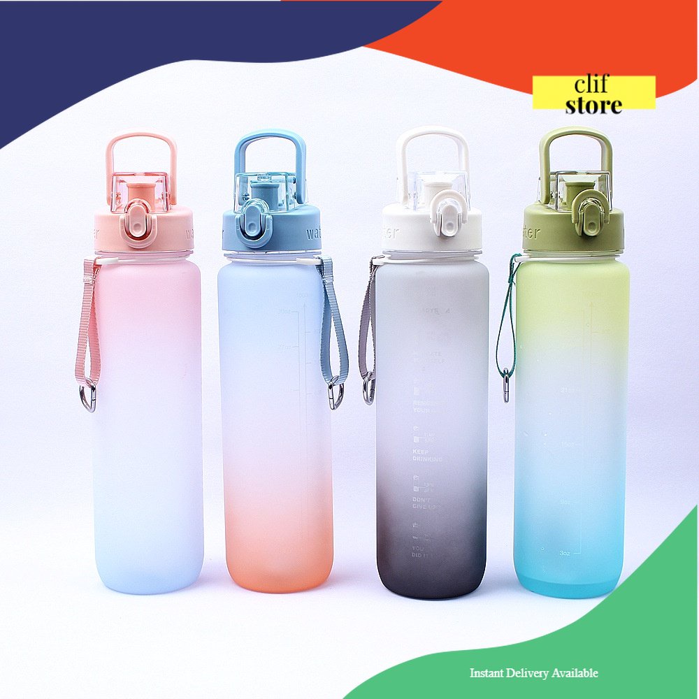 Botol minum air motivasi 1 liter motivation water  bottle cute bottle colorful import premium