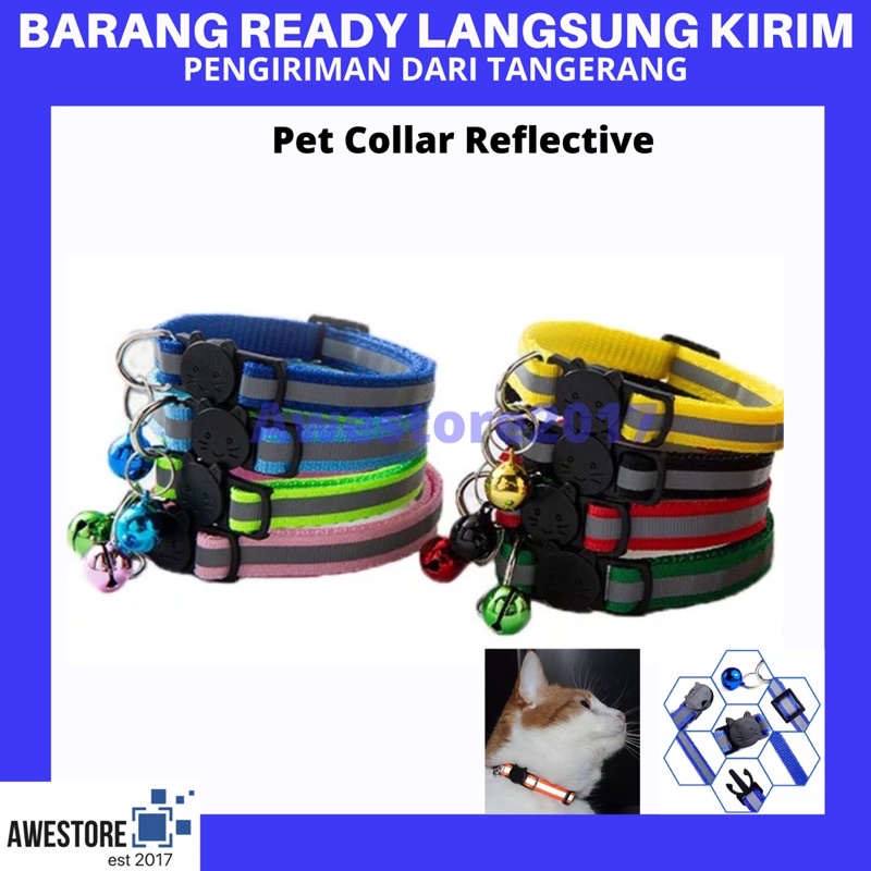 Kalung Kucing Lonceng Bunyi Cat Pet Dog Collar Reflektif Nyala Anjing Tali Leher Bunyi Glow in the Dark Mantul Cahaya