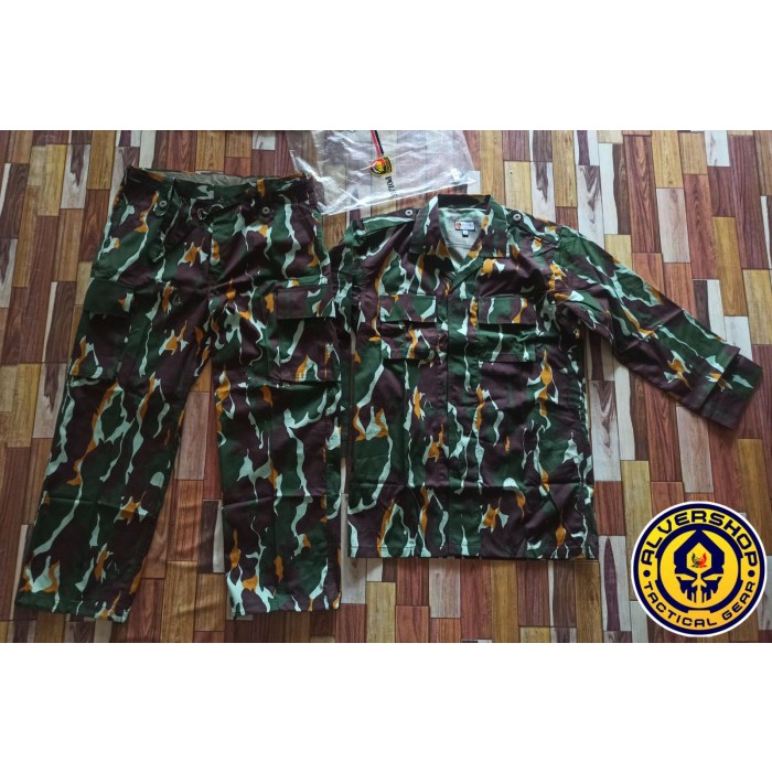 Univ Baju Pdl Loreng Brimob Setelan Jatah Pembagian Cap Teratai