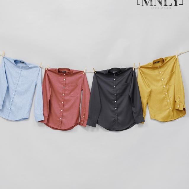 Kemeja Pria Lengan Panjang Kerah Shanghai Dusty Pink Katun Import - Dusty Pink, XL