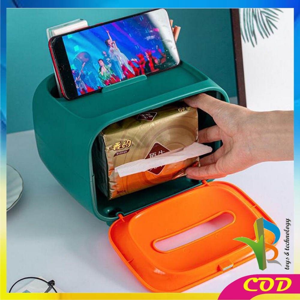 RB-C417 Kotak Tisu Serbaguna Bentuk TV Tempat Tisu Smartphone Holder / Tissue Box Multifungsi / Storage Box Organizer Phone Holder