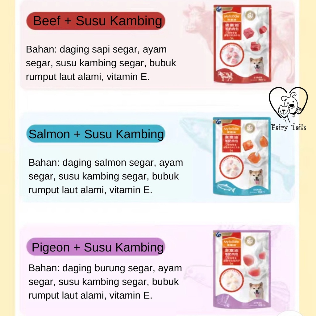 Makanan Basah Untuk Anjing Dengan Daging Asli Premium dan Susu Kambing Segar Kemasan Kantong Pouch (MyFoodie) | Pengganti Makanan Hewan Kaleng Anjing | MyFoodie Dog Wet Food with Real Meat Cube and Goat Milk