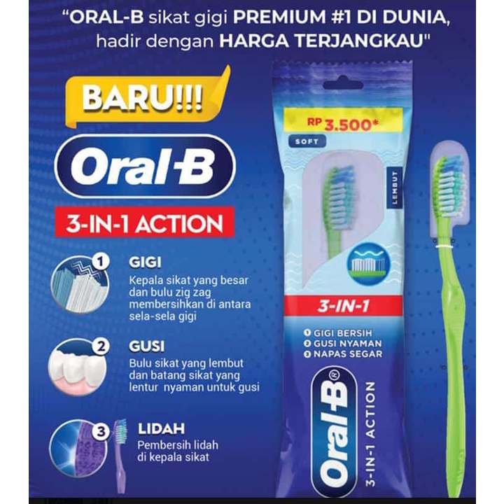 JEJE Sikat Gigi Oral B Premium 3 in 1 action Murah
