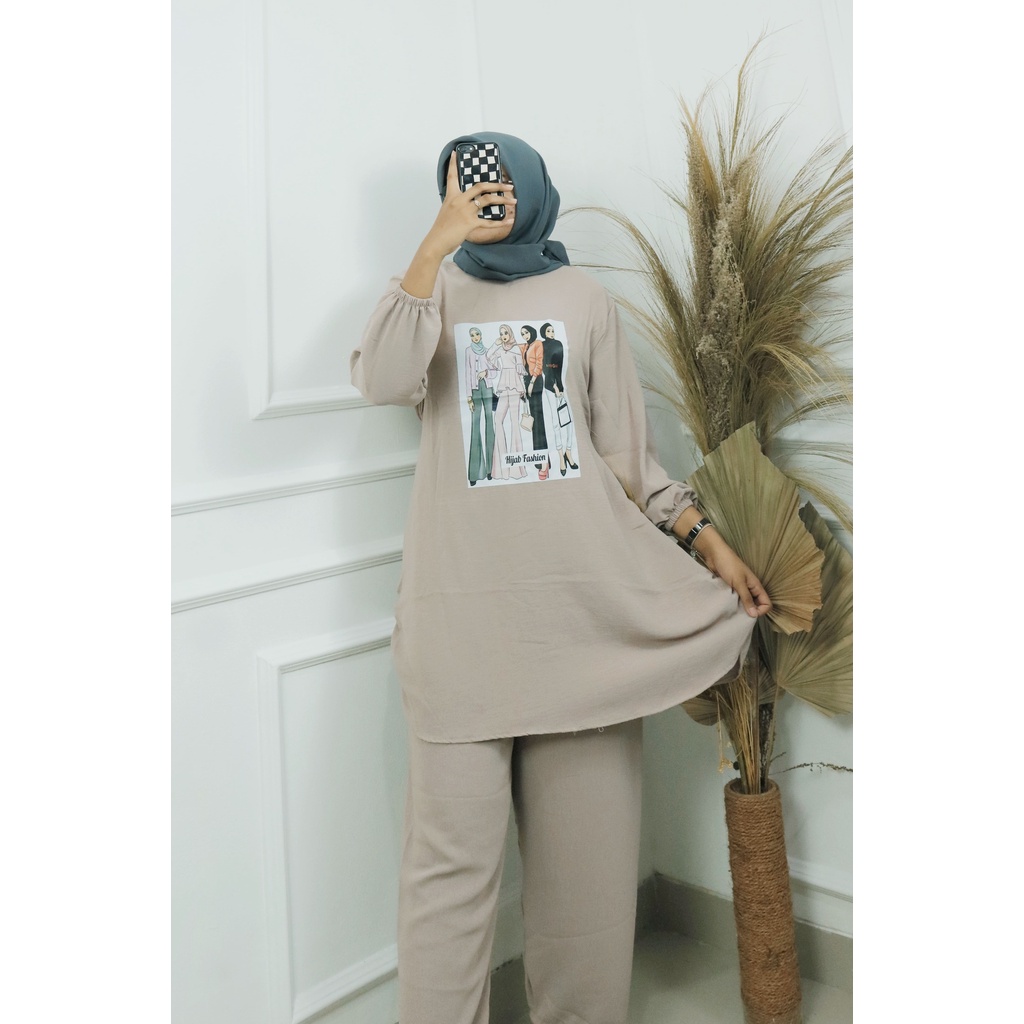 SETELAN WANITA ALIFA SET BAHAN CRINKLE AIRFLOW APLIKASI SABLON SIZE M L XL DAN XXL PB 70 - 90 CM SETELAN CRINKLE TERBARU 2023 KEKINIAN / ONE SET WANITA JUMBO / SETCEL WANITA KOREAN STYLE / SETELAN VIRAL KOREAN