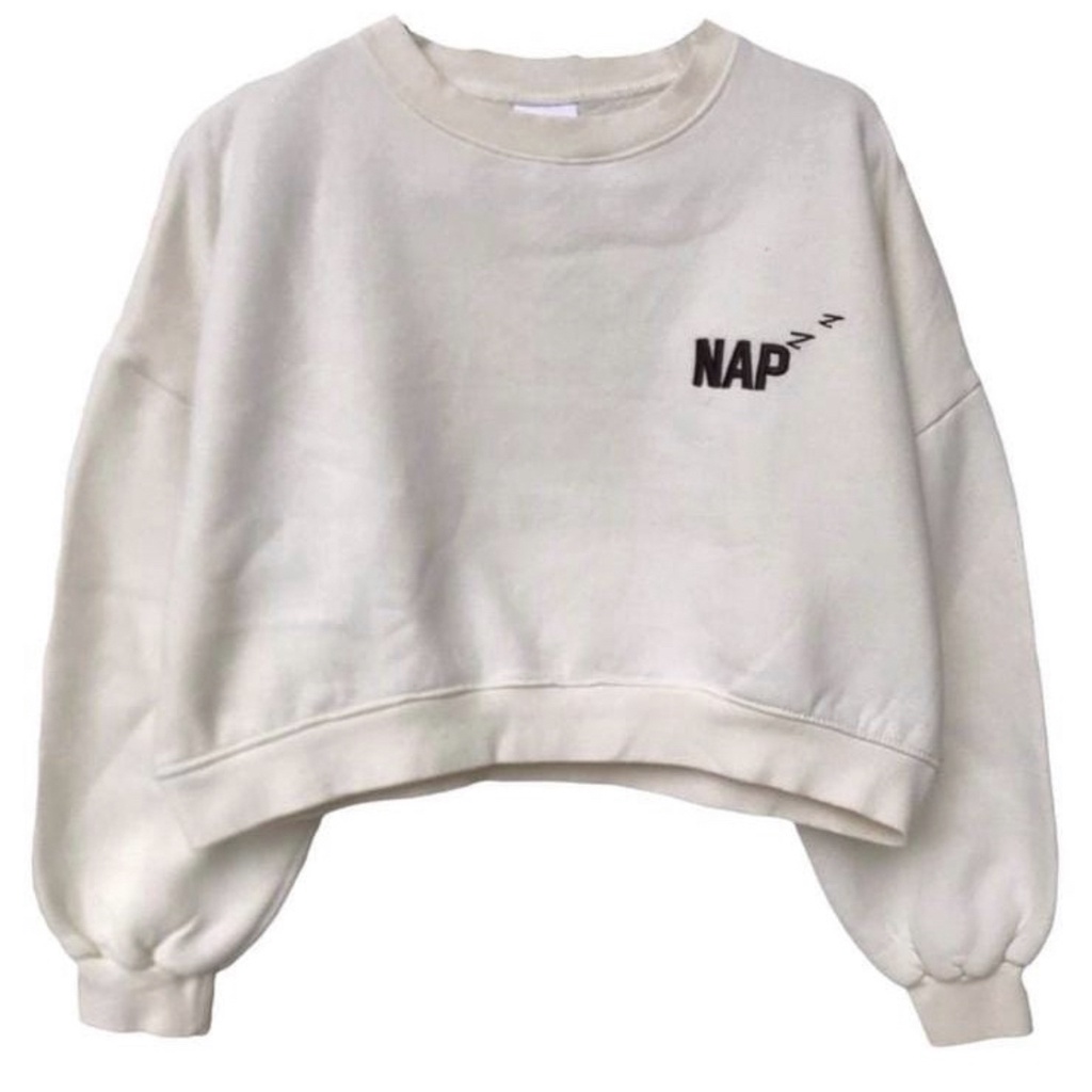 NAP HAPPINESS SWEATER CROPE OVERSIZE BAHAN FLEECE